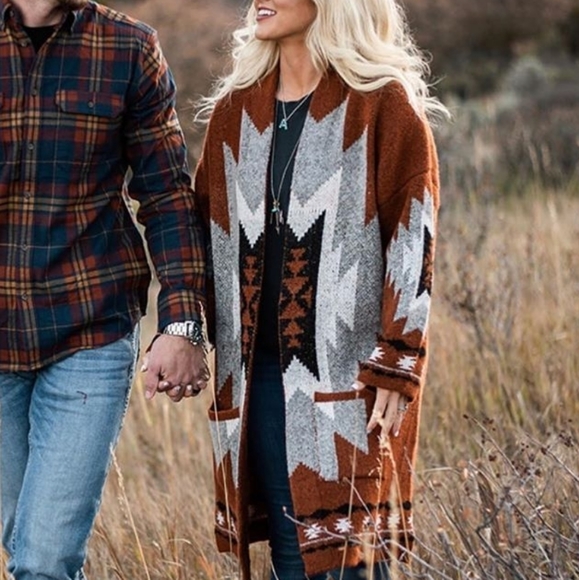 Sweaters - Bohemian Aztec Boho Style Cardigan